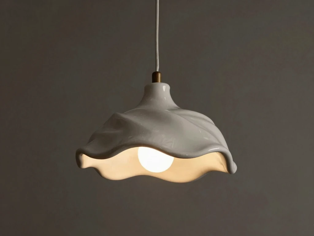 Handcrafted ceramic pendant light with organic form