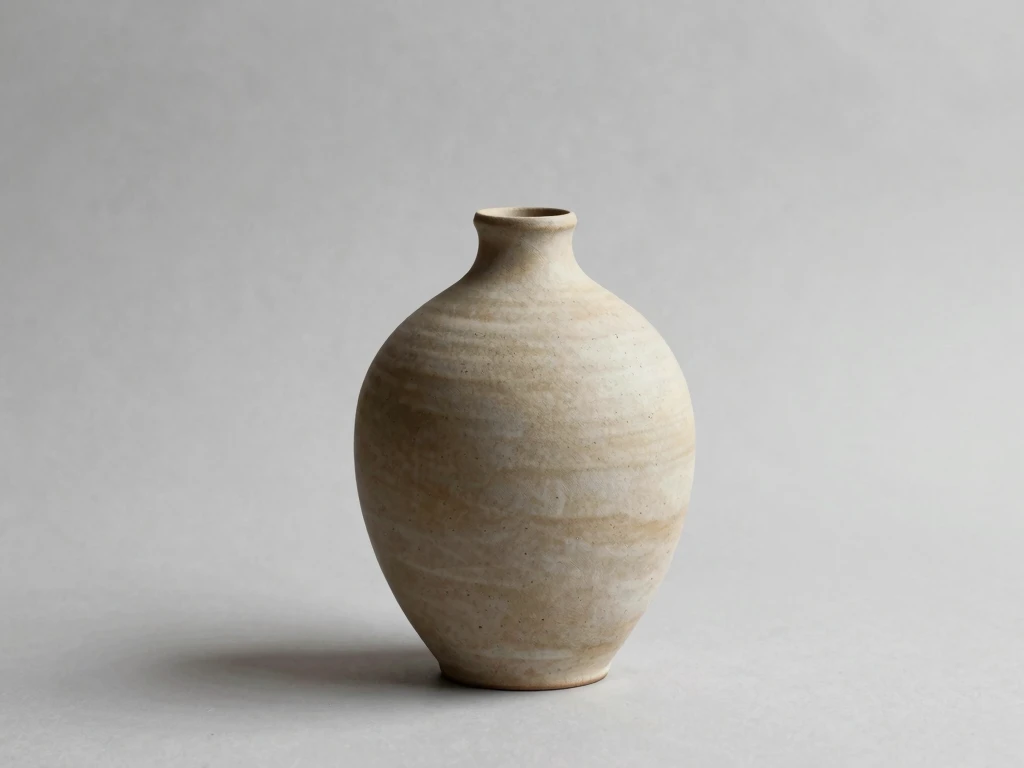 Minimalist ceramic vase in earthy tones with organic shape