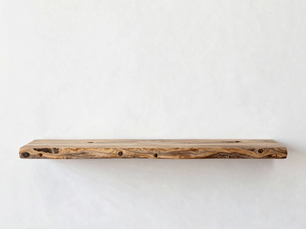 Reclaimed driftwood floating shelf with minimalist design